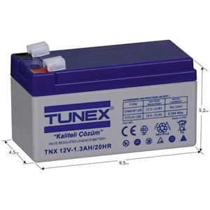 TUNEX 12V 1,3A Gri-Mavi Kuru Bakımsız Akü TNX-12V1,3A