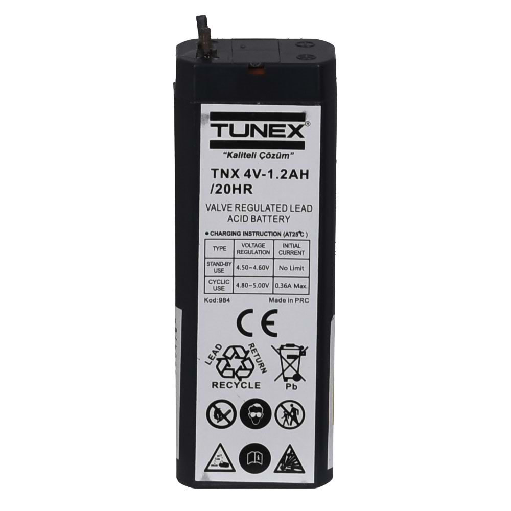 TUNEX 4V 1,2A 0,13 Kg Kuru Bakımsız Akü (34*22*90 Mm) TNX-4V1,2A