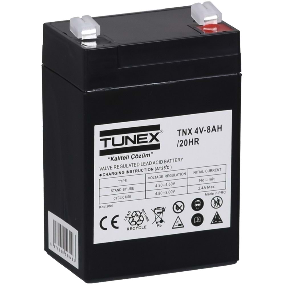 TUNEX 4V 8A Siyah Kuru Bakımsız Akü TNX-4V8A