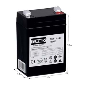 TUNEX 4V 8A Siyah Kuru Bakımsız Akü TNX-4V8A