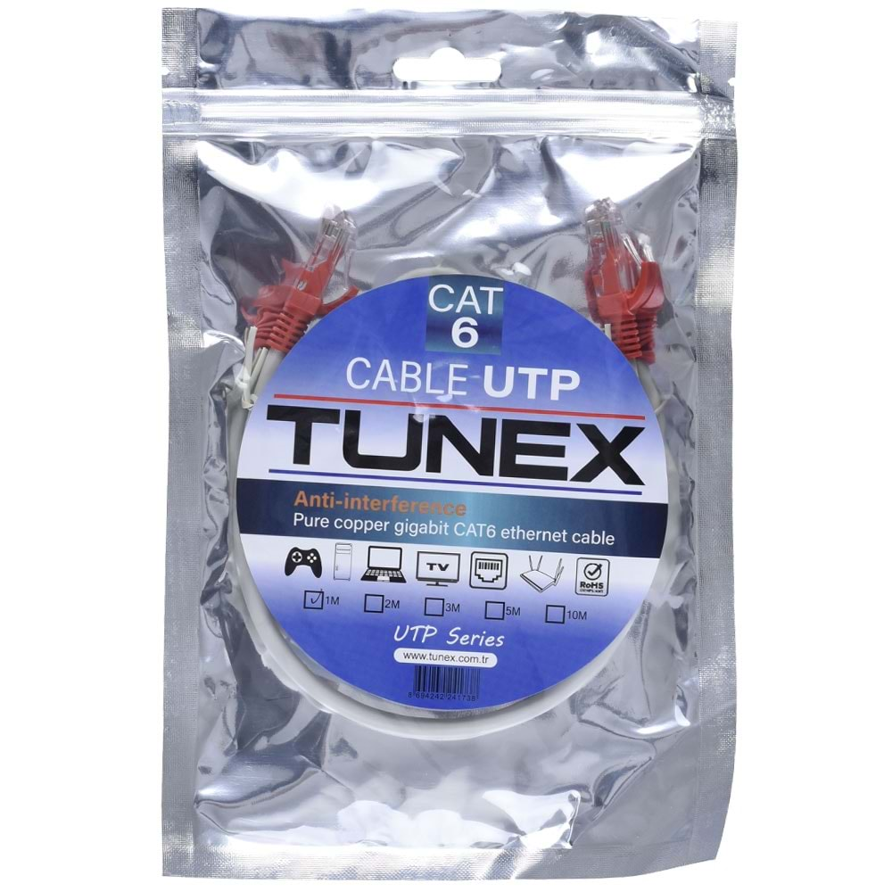 TUNEX 1 Mt Jaklı Cat6 Ethernet Kablosu TNX-C-1