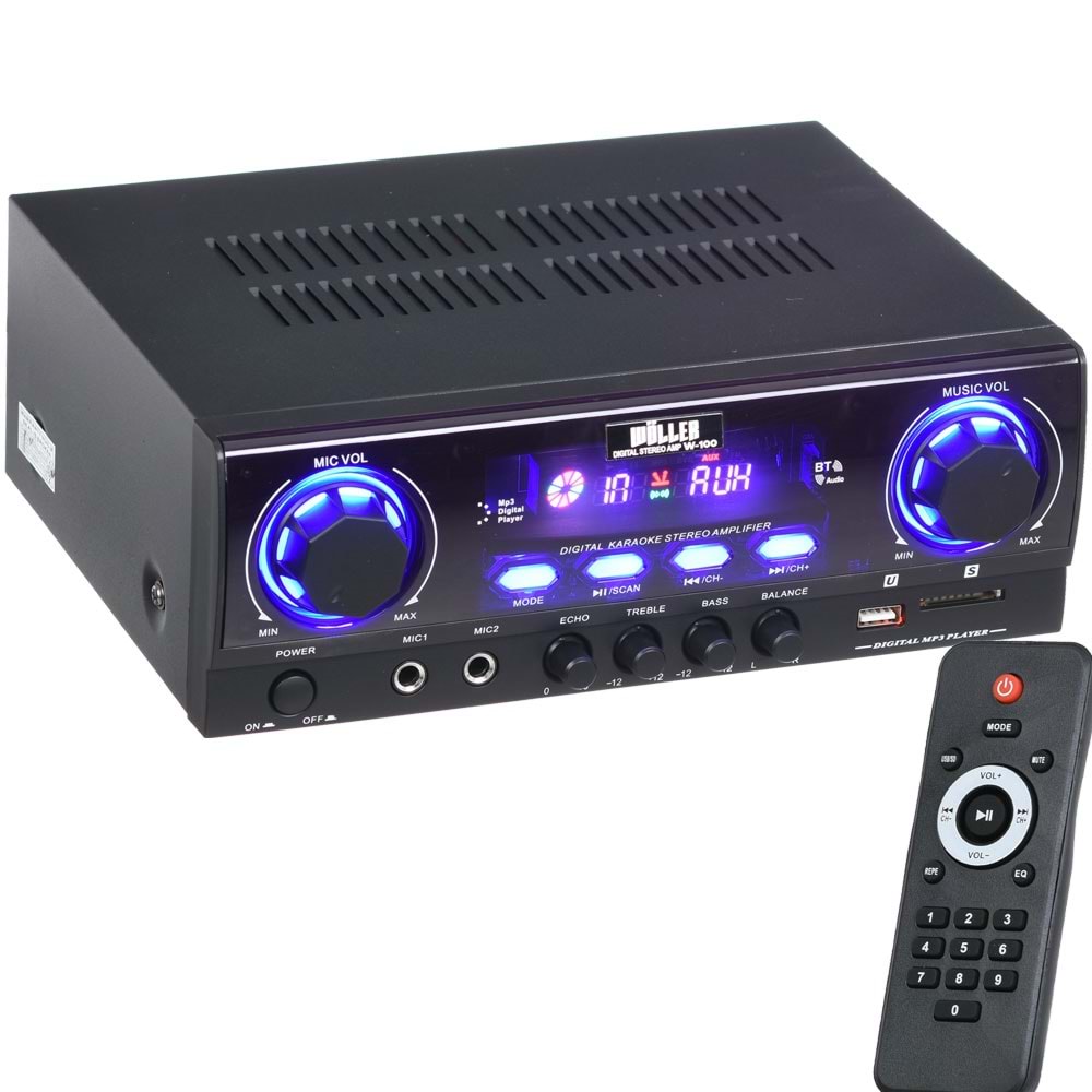 WÖLLER 100W 8 Ohm Usb-Sd-Bt Amfi W-100