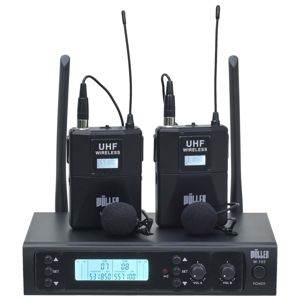 WÖLLER Uhf İki Yaka Dijital Kablosuz Mikrofon W-102 YY