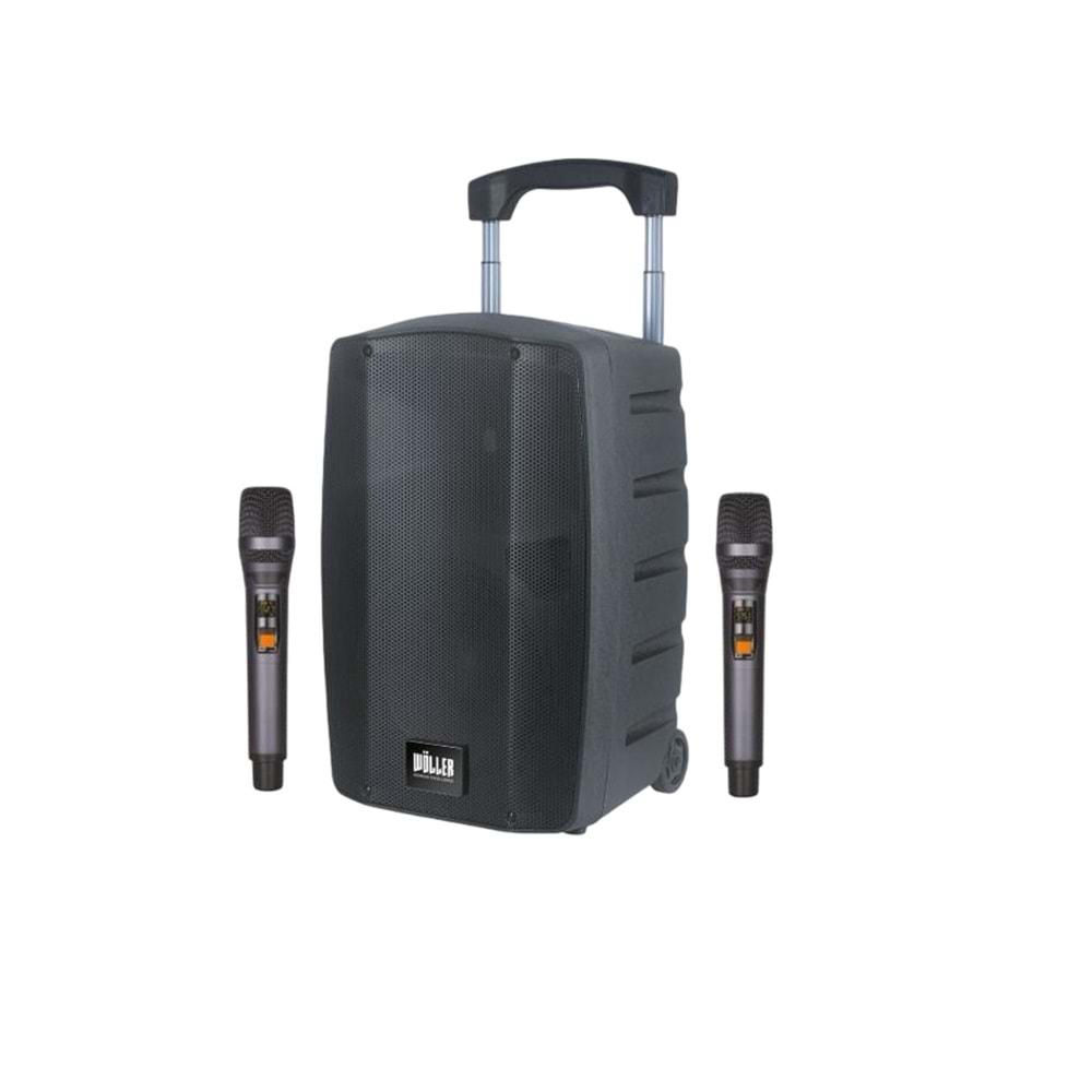 WÖLLER 10'' 300W Bluetooth ve USB Girişli 2 El Uhf Mic Eco Şarjlı Portatif Hoparlör W-1030 A