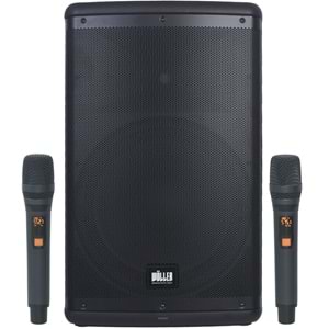 WÖLLER 15” 400 W Taşınabilir Bluetooth Hoparlör 2 El Kablosuz Mikrofonlu W-1540 DSP