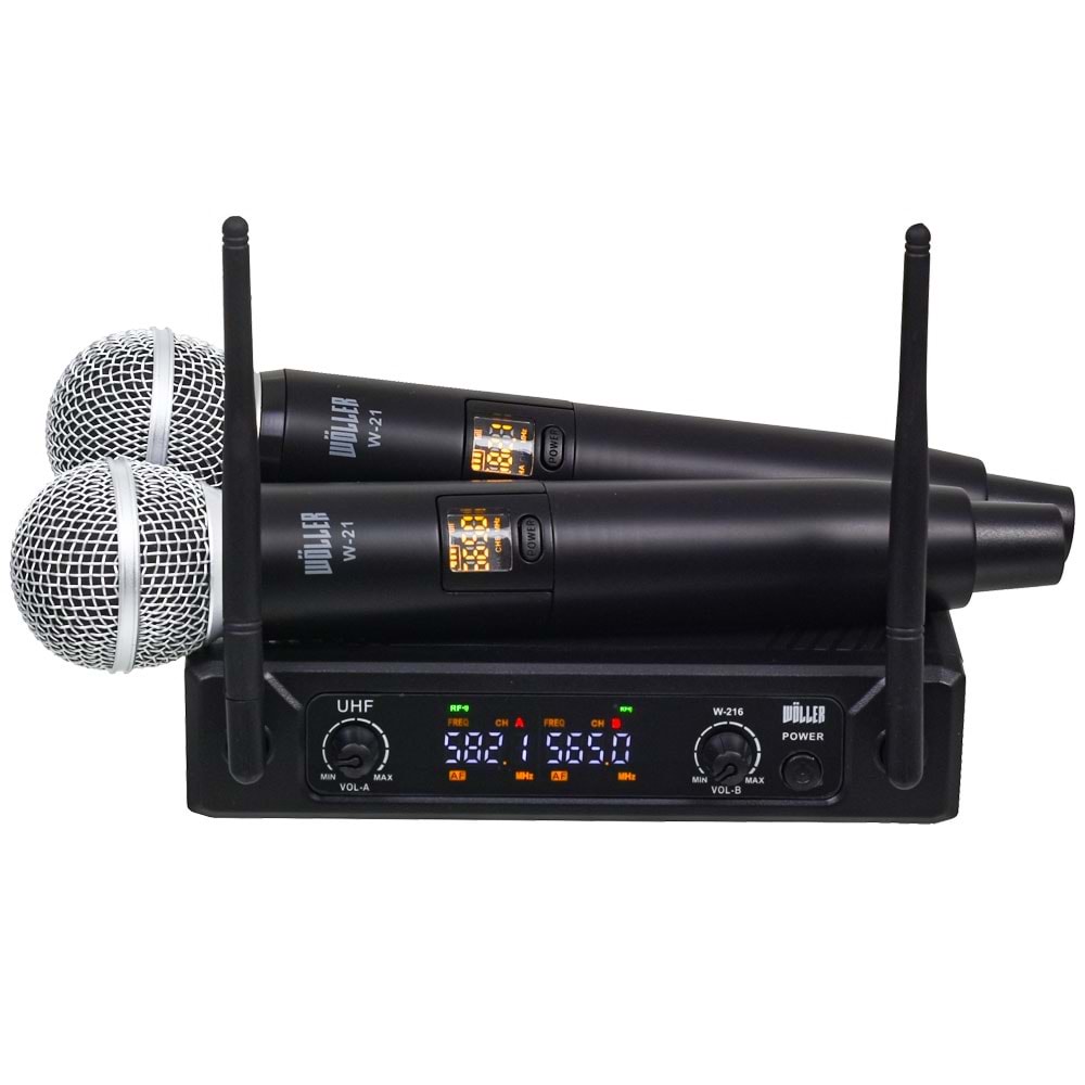 WÖLLER Uhf 2 El 16 Değiştirebilir Frekans Kablosuz Mikrofon W-216 EE