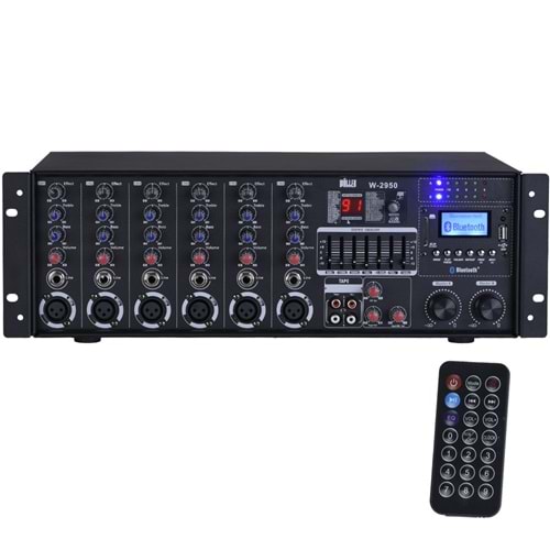 WÖLLER 2X500W 6 Kanal 70-100v 8 Ohm 99 Dsp Efekt Mixer Amfi W-2950