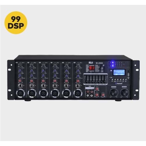 WÖLLER 6 Kanal Usb-Bt Power Mixer Amplifikatör W-2950