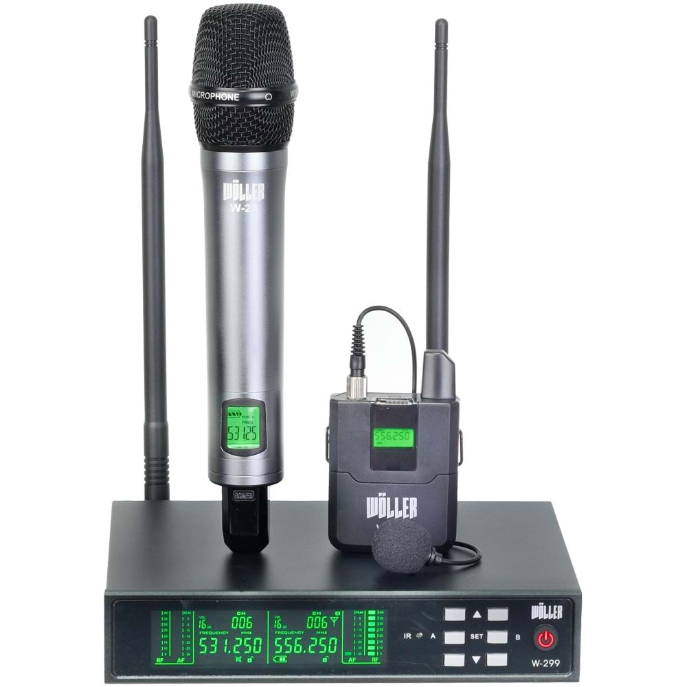 WÖLLER Uhf Bir El Bir Yaka Kablosuz Mikrofon W-299 EY