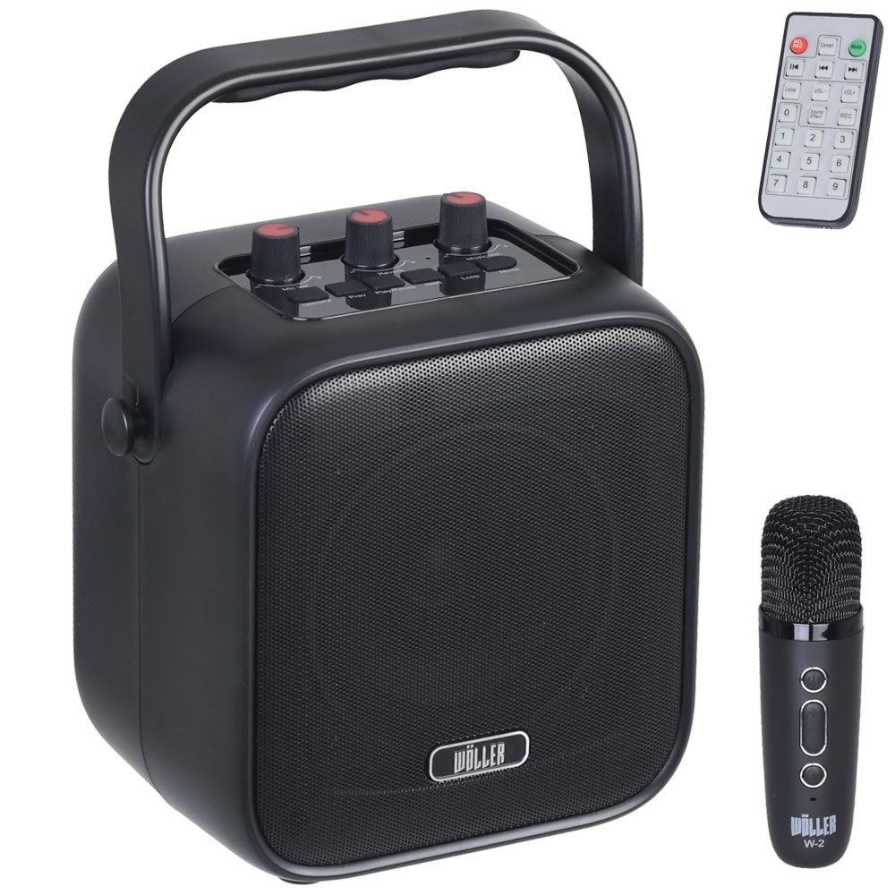 WÖLLER 70W Bluetooth ve USB Girişli Tek El Kayıtlı Şarjlı Portatif Amfi W-505 E