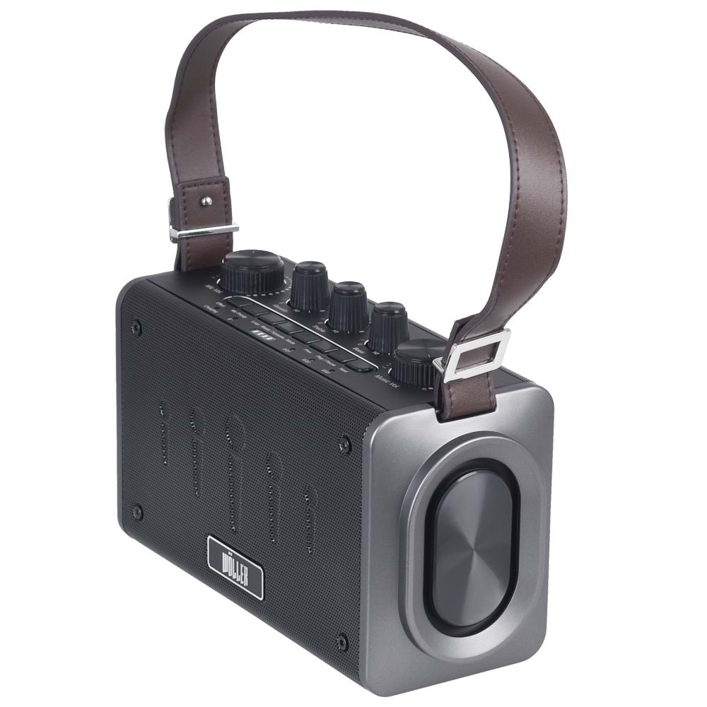 WÖLLER 100W Bluetooth ve USB Girişli Tek El Kayıtlı Şarjlı Portatif Amfi W-600 E