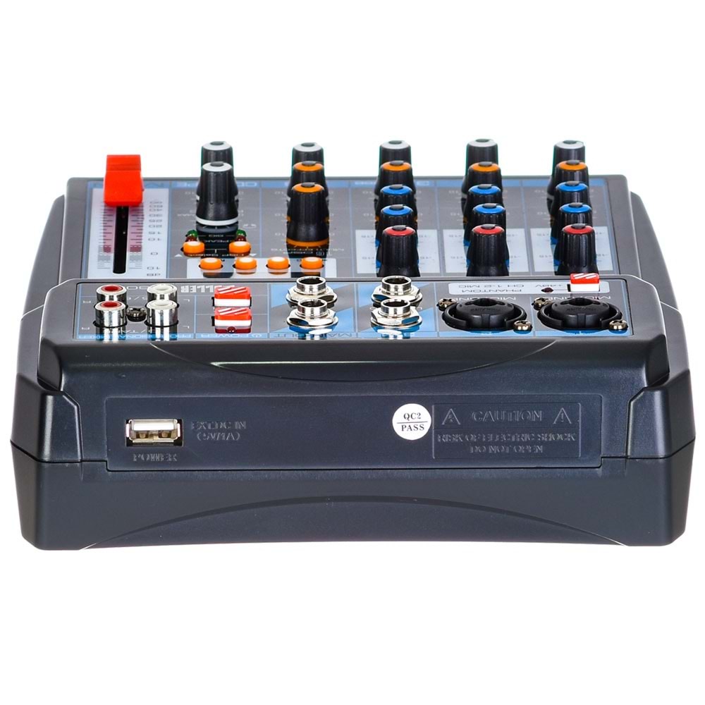 WÖLLER 6 Kanal USB Bluetooth'lu 48V Deck Mixer W-606