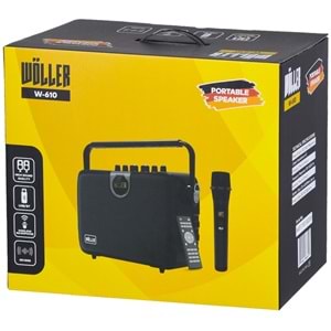 WÖLLER 100W Bluetooth ve USB Girişli Tek El Kayıtlı Şarjlı Portatif Amfi W-610 E