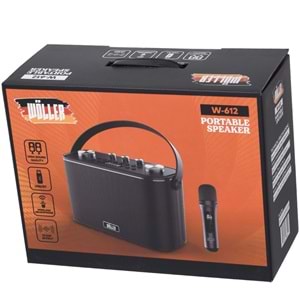 WÖLLER 150W Bluetooth ve USB Girişli Tek El Kayıtlı Şarjlı Portatif Amfi W-612 E