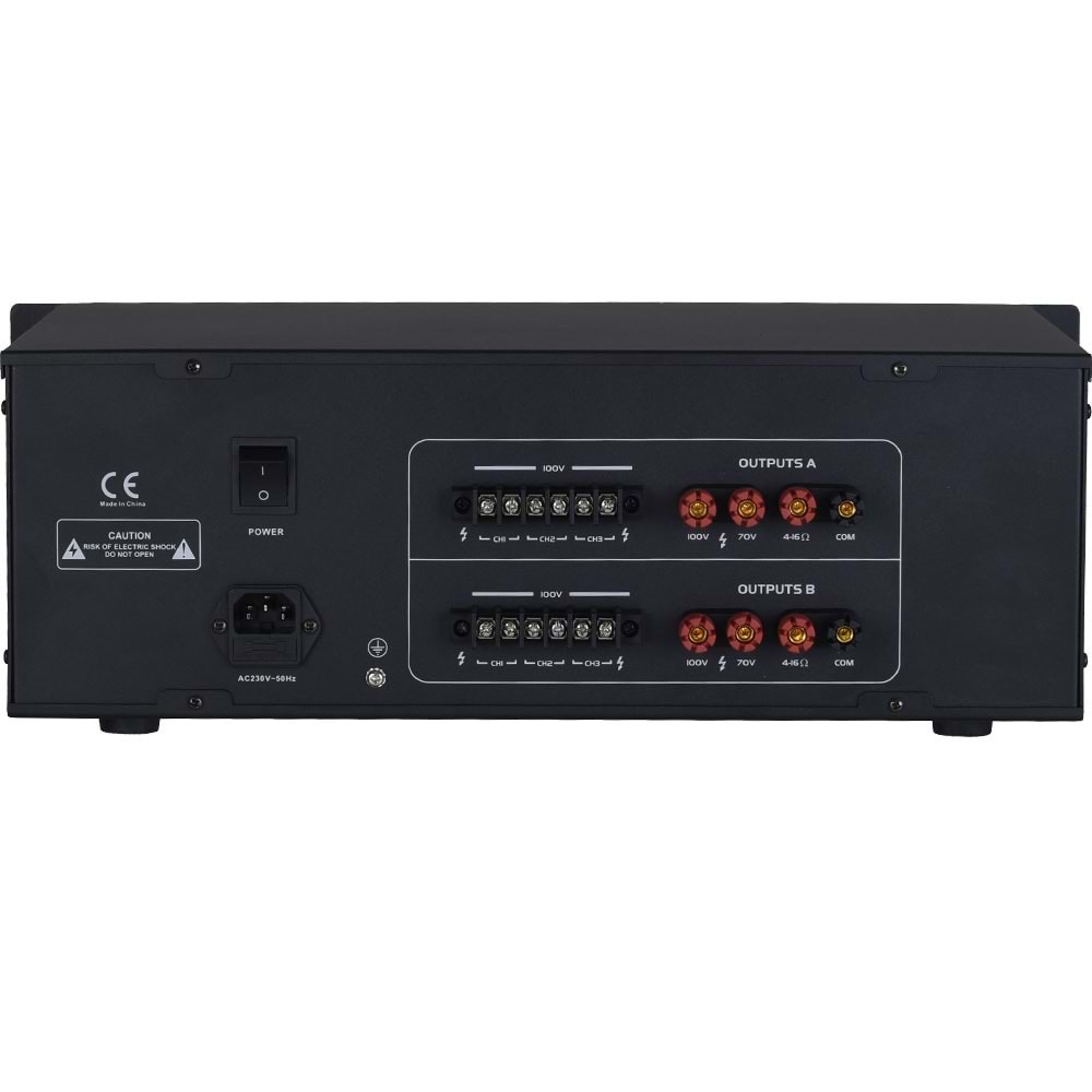 WÖLLER 2X500W 4 Kanal 70-100V 8 Ohm 99 Dsp Efekt 6 Bölge Kontrol Mixer Amfi W-6950