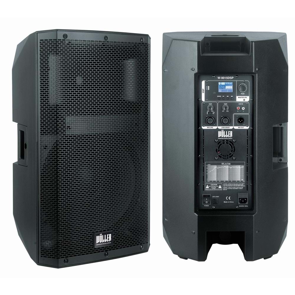 WÖLLER 15'' 38 Cm 1000W Dsp Li 2 Yollu Aktif Kabin Hoparlör W-9015 DSP