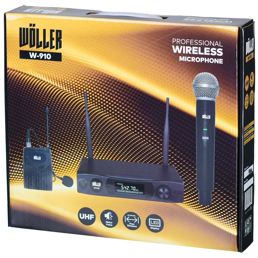 WÖLLER UHF Tek Yaka Kablosuz Mikrofon W-910 Y