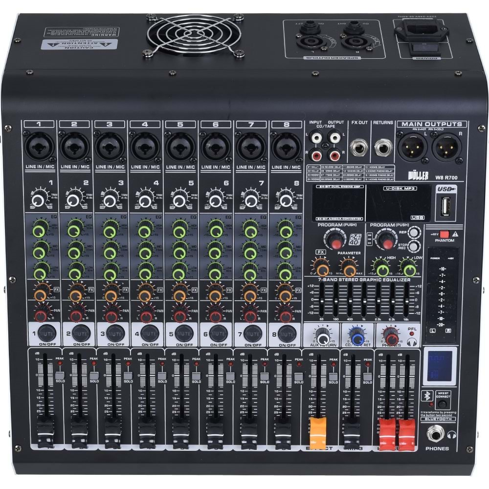 WÖLLER 8 Kanal 2X450W Usb-Bt Power Mixer W8-R900