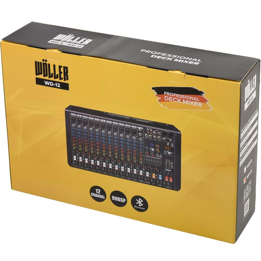WÖLLER 12 Kanal Usb-Bt 99 Dsp Efect Deck Mixer WD-12