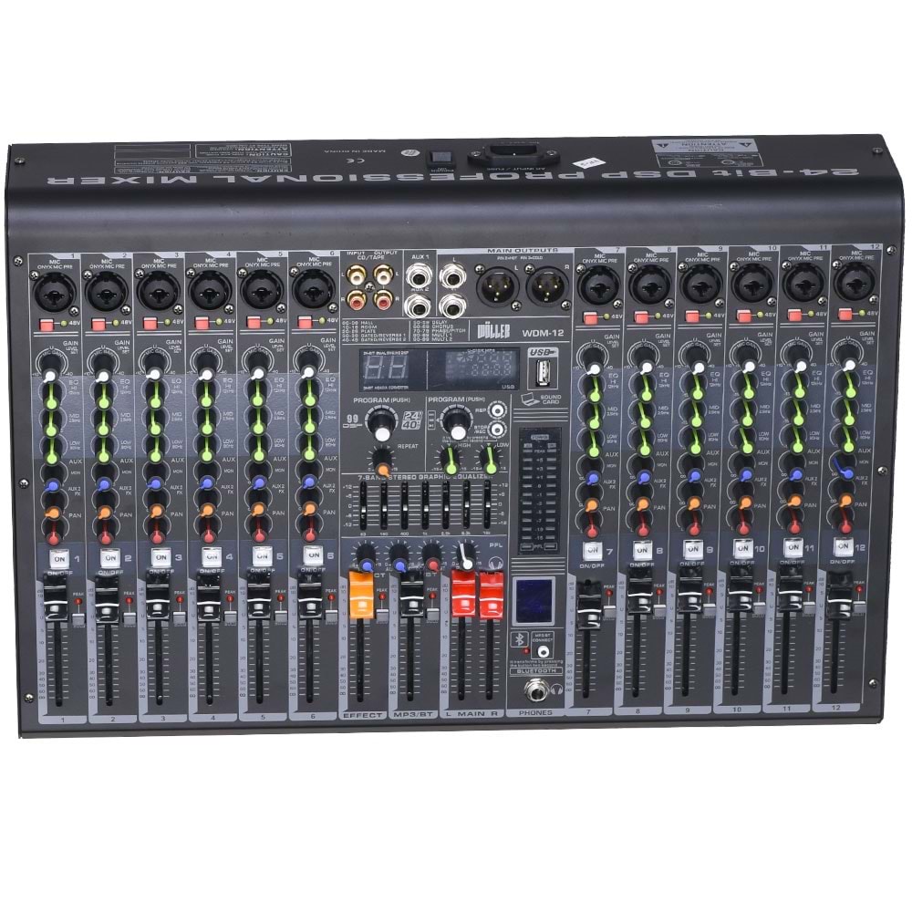 WÖLLER 12 Kanal Usb-Bt 99 Dsp Efect Deck Mixer WDM-12