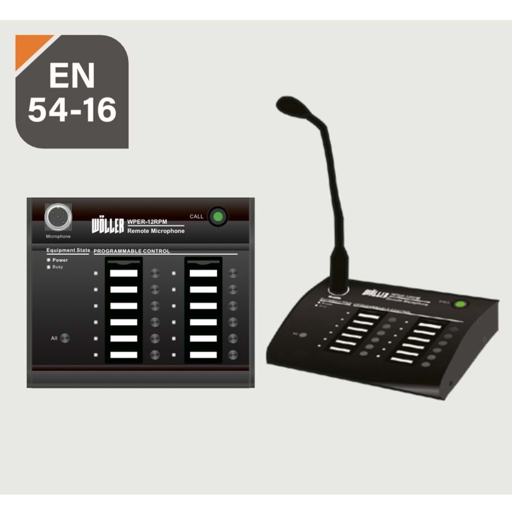 WÖLLER EN54 12 Bölgeli Mikrofon WPER-12 RPM