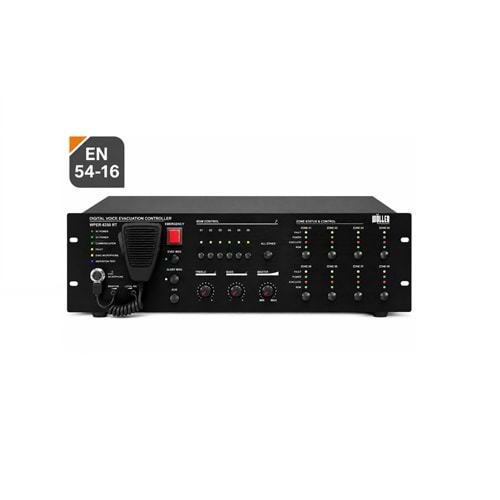 WÖLLER EN54 500W 100V 8 Bölge Kontrollü EN54 Evac Amfi WPER-8500