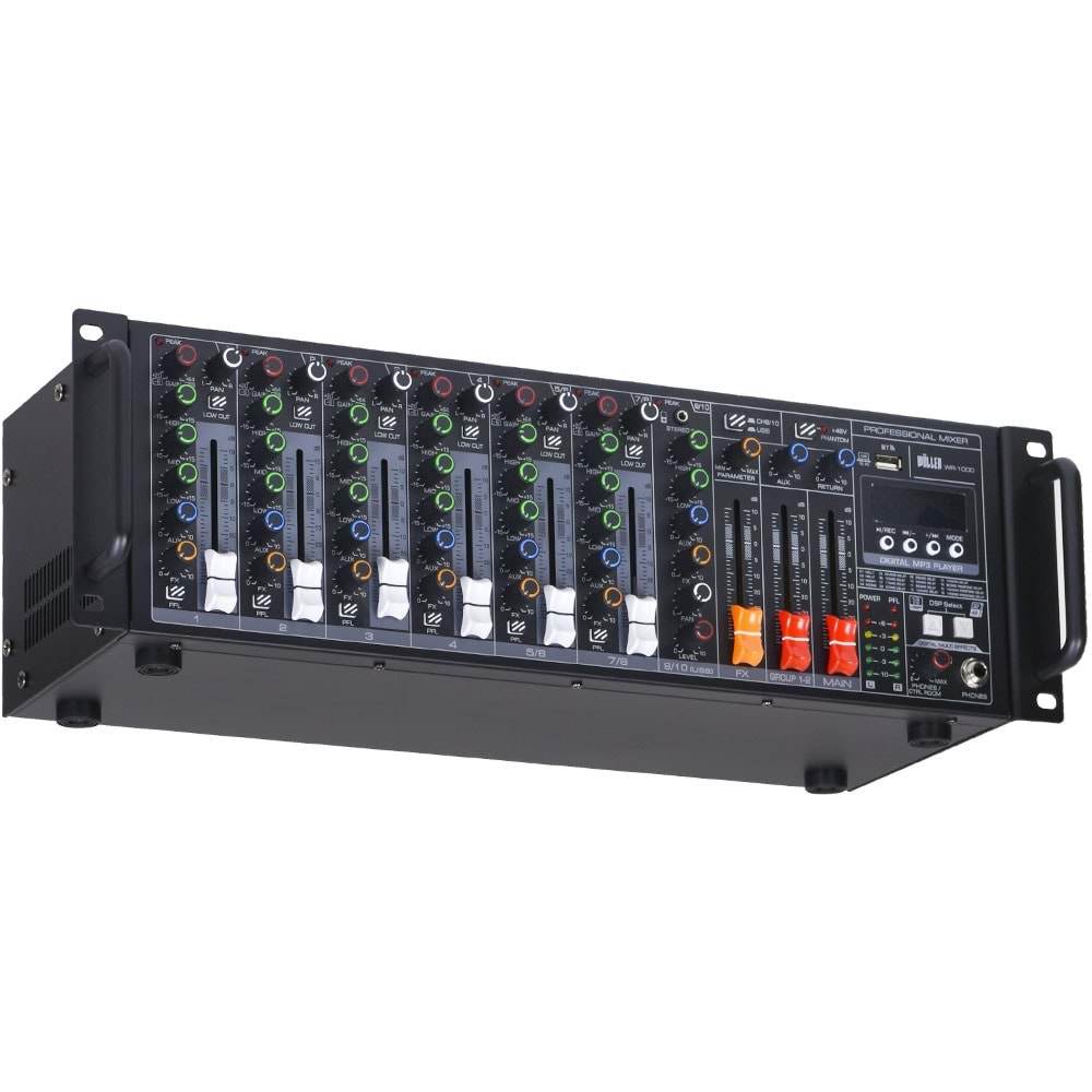 WÖLLER 8 Mono 1 Stereo Giriş 10 Kanal Rack Tipi Deck Mixer WR-1000