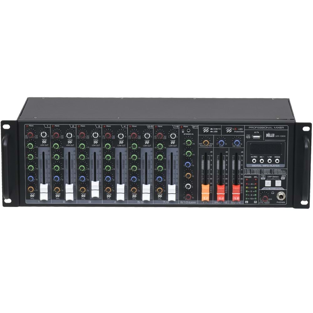 WÖLLER 8 Mono 1 Stereo Giriş 10 Kanal Rack Tipi Deck Mixer WR-1000