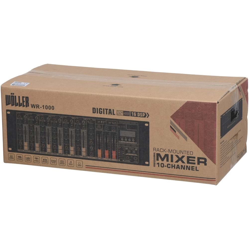 WÖLLER 8 Mono 1 Stereo Giriş 10 Kanal Rack Tipi Deck Mixer WR-1000