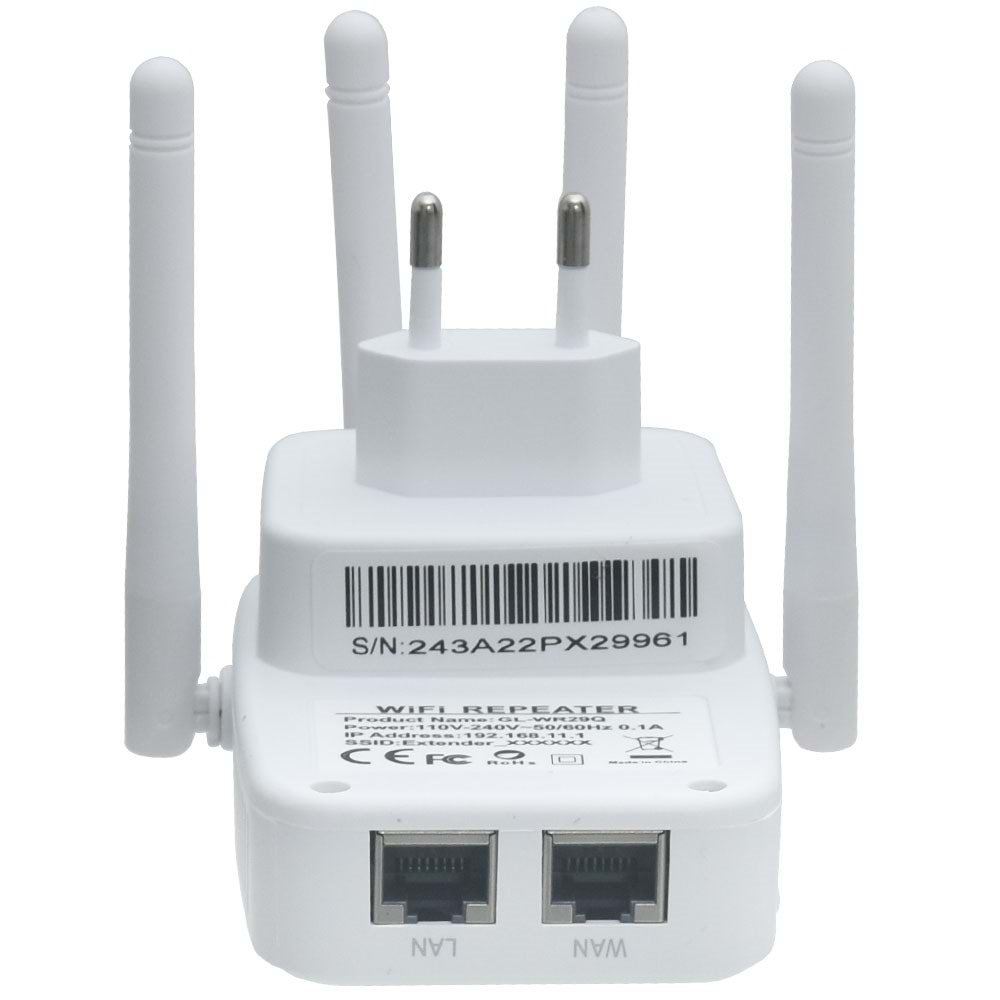 GLOW 300 Mbps 4 Antenli Wi-Fi Sinyal (Repeater) Güçlendirci WR-29Q
