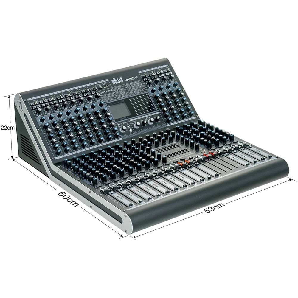 WÖLLER 12 Kanal 8 Aux 99 DSP USB Bluetooth Deck Mixer WURZ-12