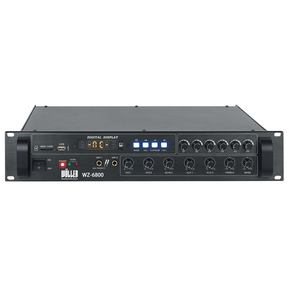 WÖLLER 800W 100V 6 Bölge Kontrollü Usb-Sd-Bt Amfi WZ-6800