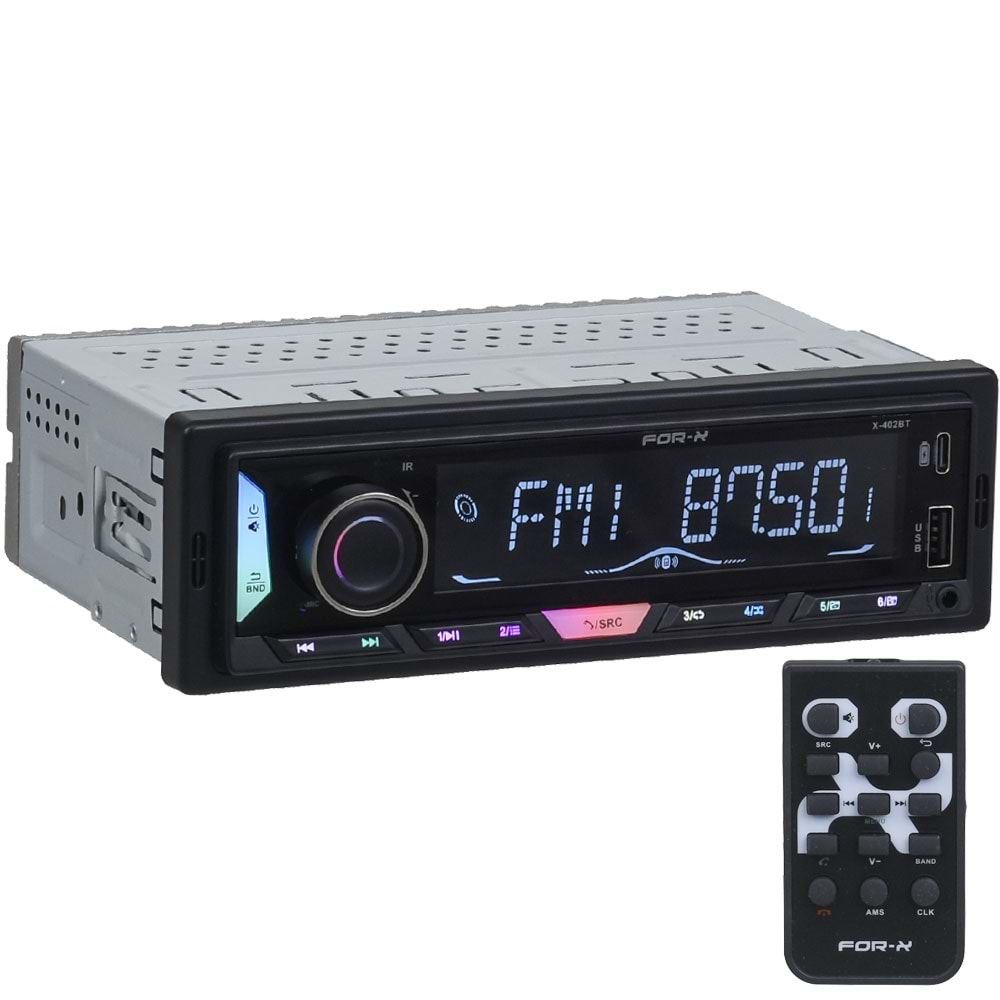 FOR-X Bluetooth ve USB ve Type C Girişli Radyo Oto Teyp X-402 BT