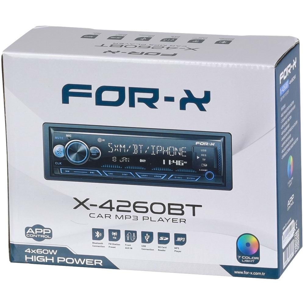 FOR-X Bluetooth ve USB Radyo Oto Teyp X-4260 BT