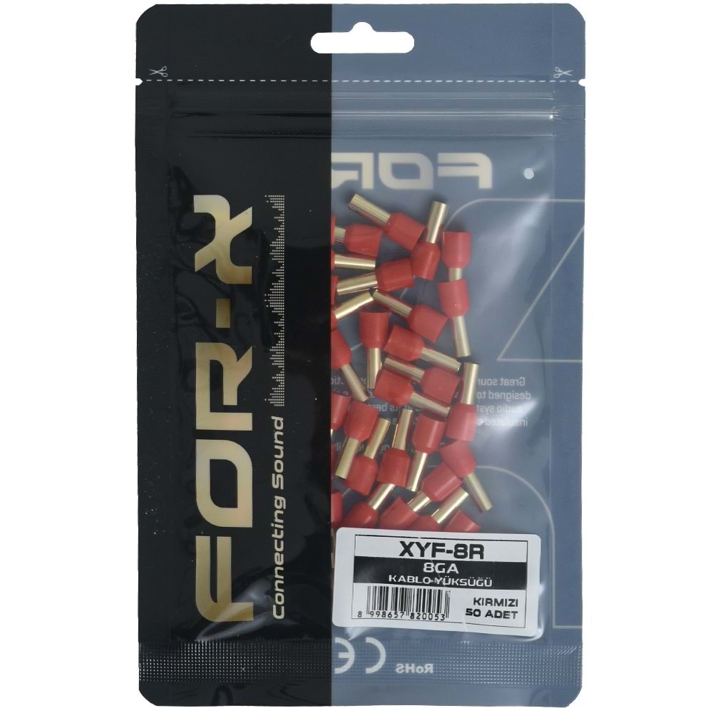 FOR-X 8 GA 50 Adet Kırmızı İzoleli Kablo Yüksüğü XYF-8R