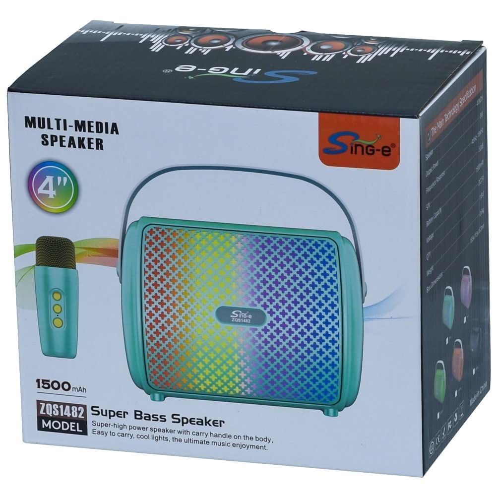 POLYGOLD 4'' Bluetooth ve USB Girişli Radyo Wireles Mik. Ses Sistemi ZQS-1482